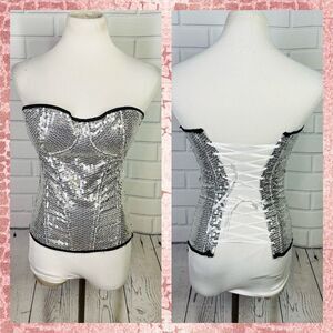 Daisy Corsets Sexy Silver Sequin Angel Corset - Size Small